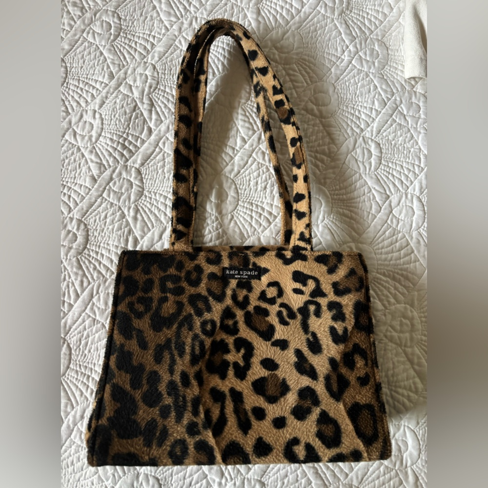 Vintage 90s Kate spade fuzzy leopard shoulder bag - Picture 2 of 9